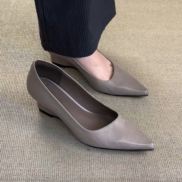 Zapatos de piel de punta afilada con tacón