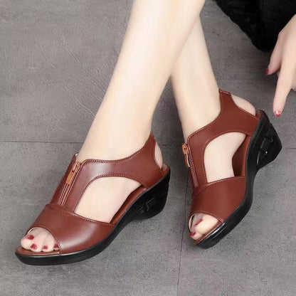 Zapatos tacón cuña boca de pez
