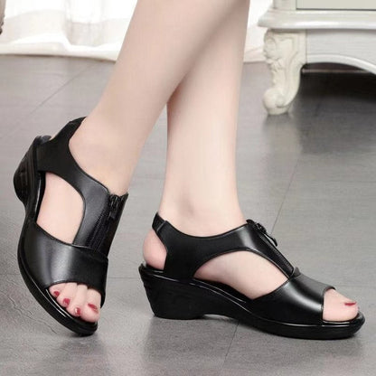 Zapatos tacón cuña boca de pez