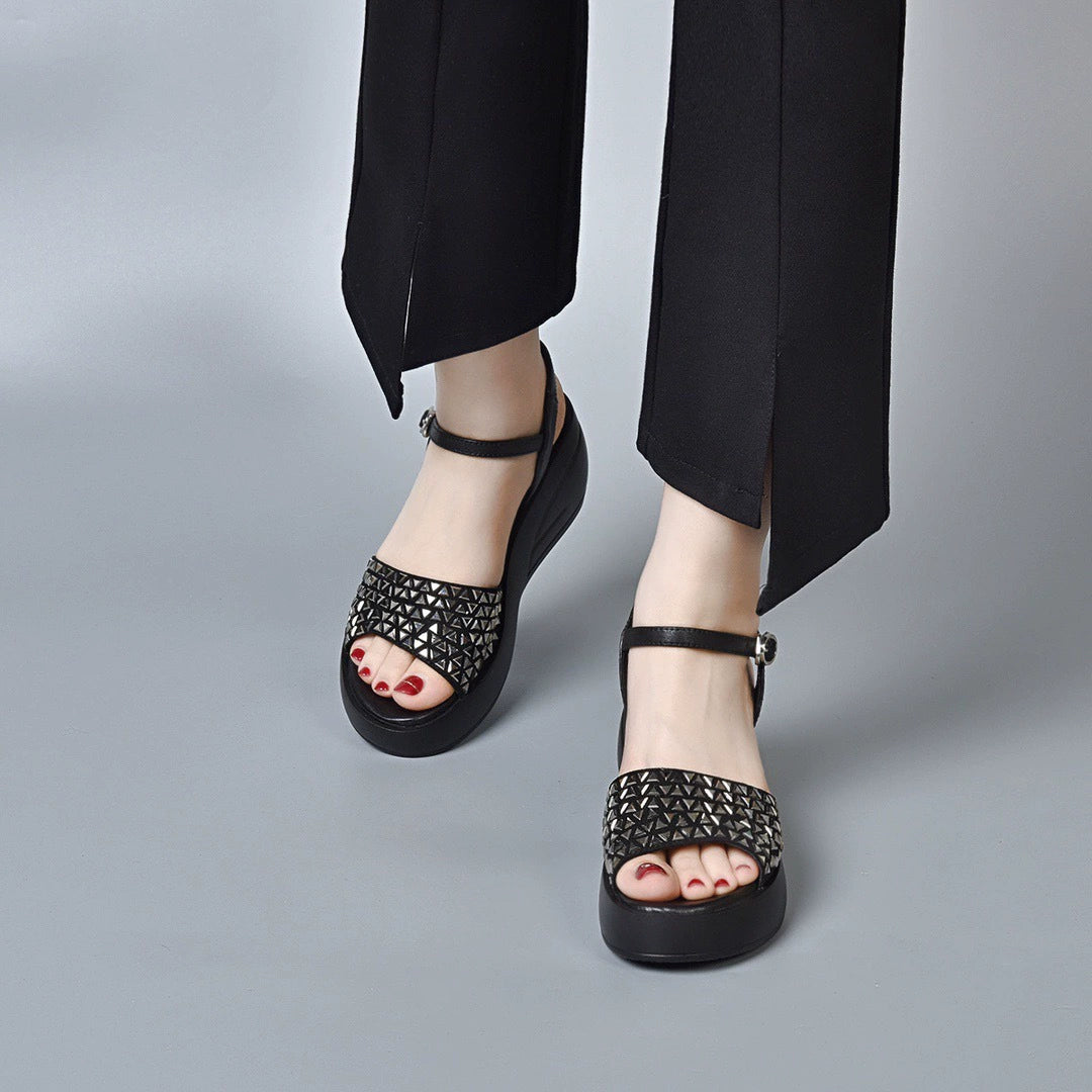 Sandalias cuña strass