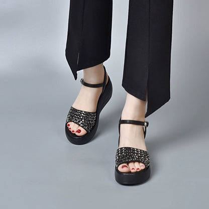 Sandalias cuña strass