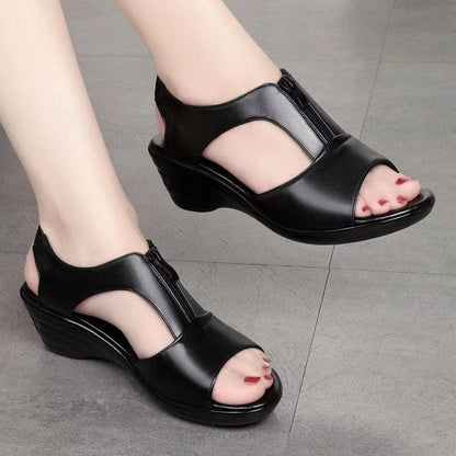 Zapatos tacón cuña boca de pez