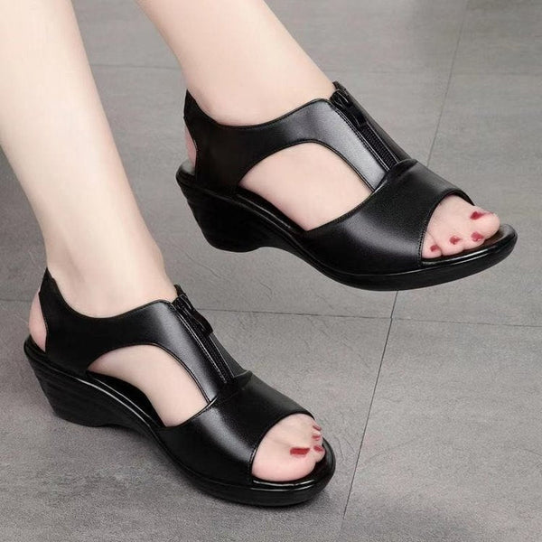 Zapatos tacón cuña boca de pez