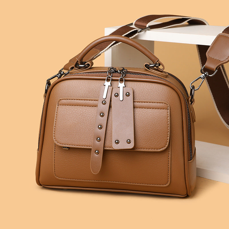 Bolso bandolera retro de piel suave