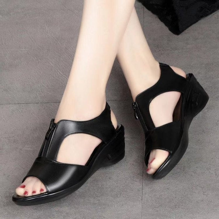 Zapatos tacón cuña boca de pez