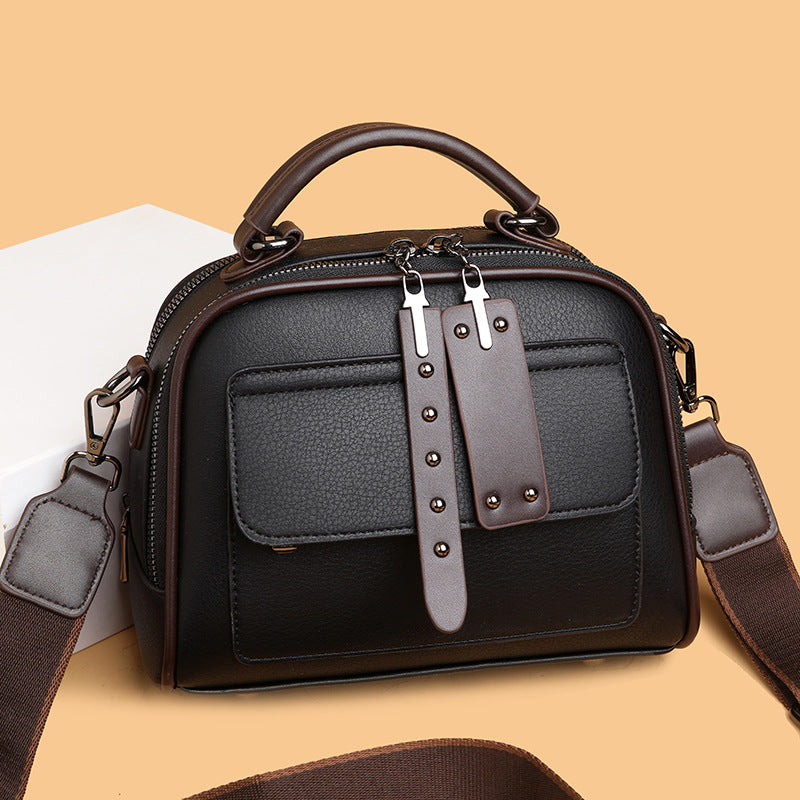 Bolso bandolera retro de piel suave