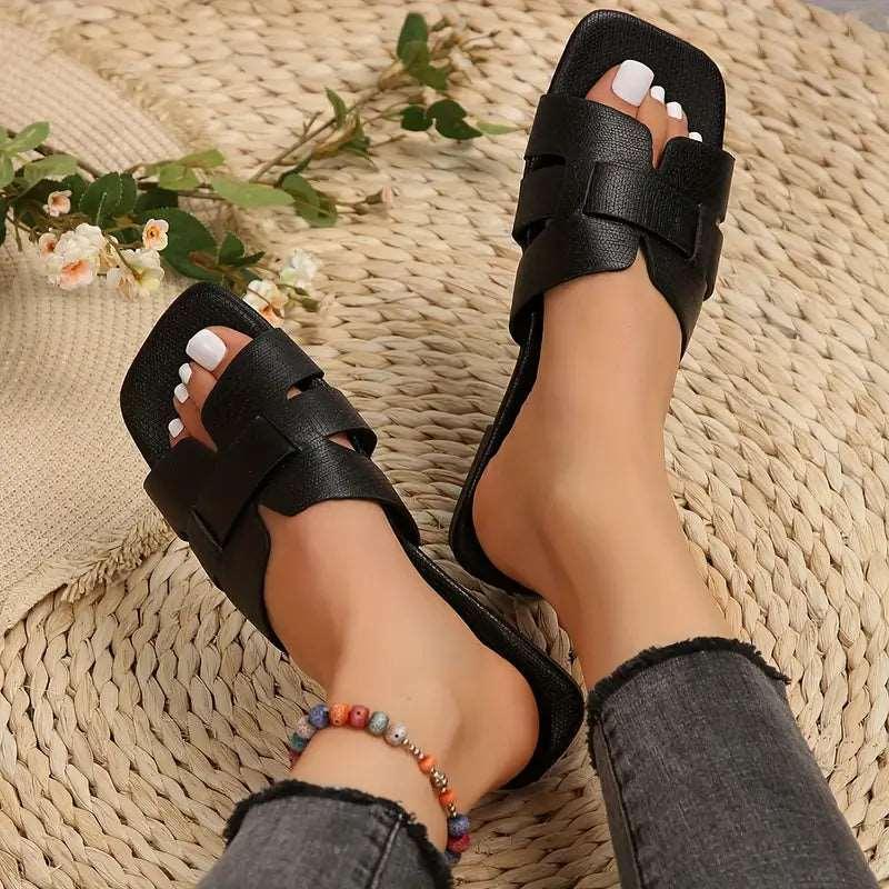 Chanclas planas de banda única para mujer