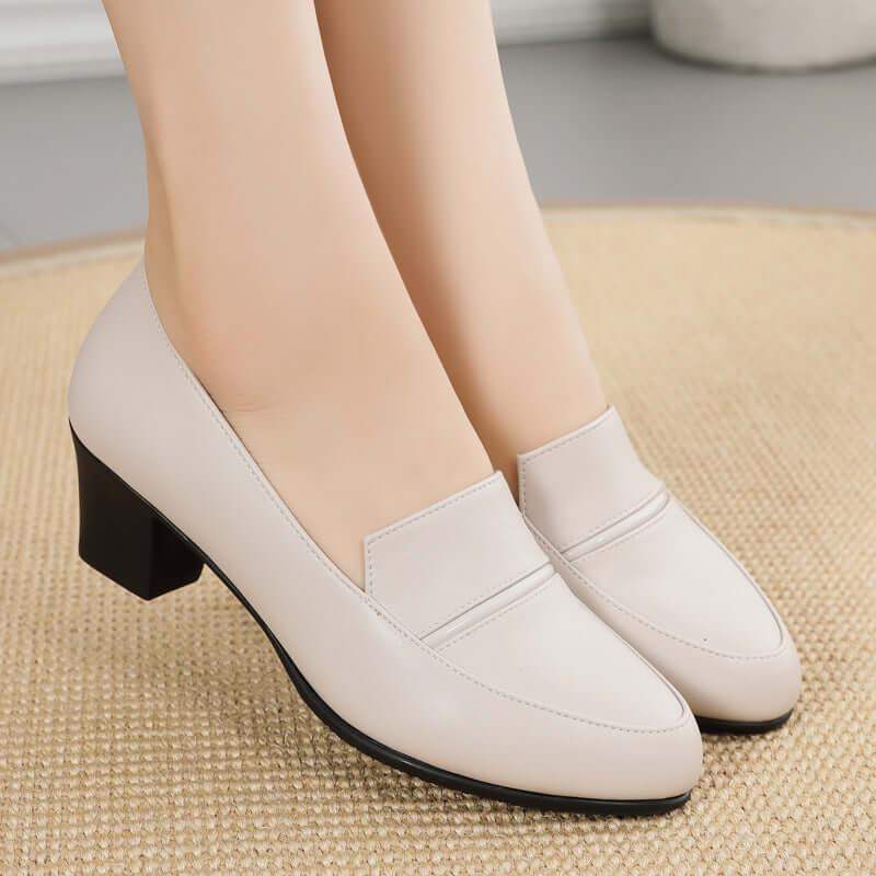 Zapatos de trabajo negros de tacón grueso - MxZap